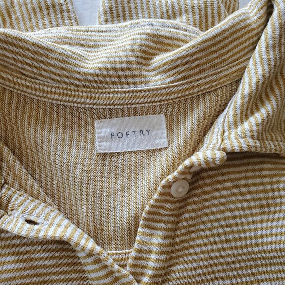 POETRY Hemp Organic Cotton Button Up Neutral Blouse Size 8 - Picture 9 of 15